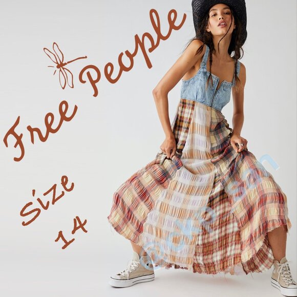 Rare Free People Mix It Up Dress Sz 14 - Picture 1 of 15